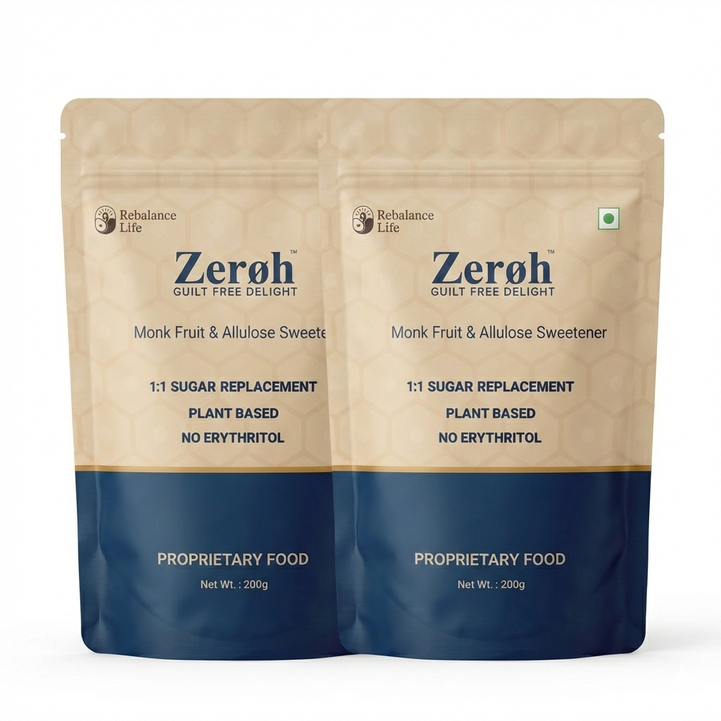 Zeroh Sugar | Monk Fruit & Allulose Sweetener | No Erythritol | Clinically Tested | 400g