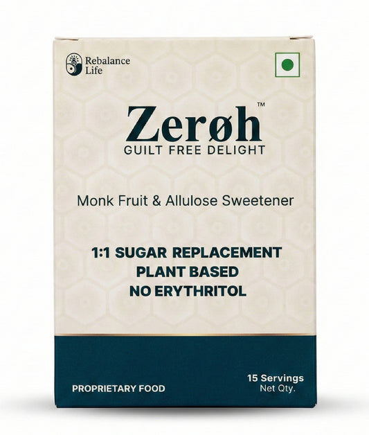 Zeroh Sugar Sachets | Monk Fruit & Allulose  | No Erythritol | On-the-Go | Clinically Tested | 15×5g