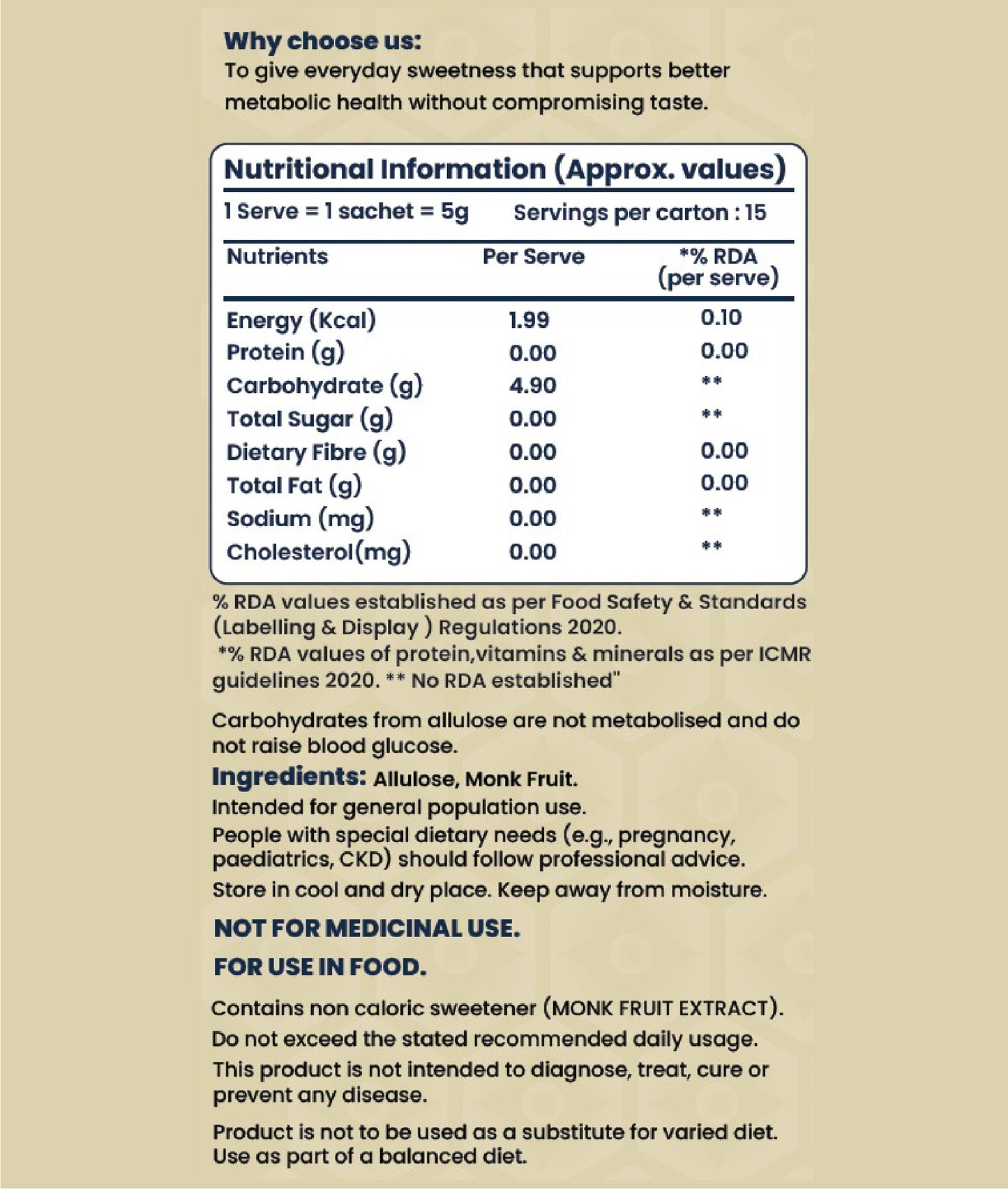 Zeroh Sugar Sachets | Monk Fruit & Allulose  | No Erythritol | On-the-Go | Clinically Tested | 15×5g