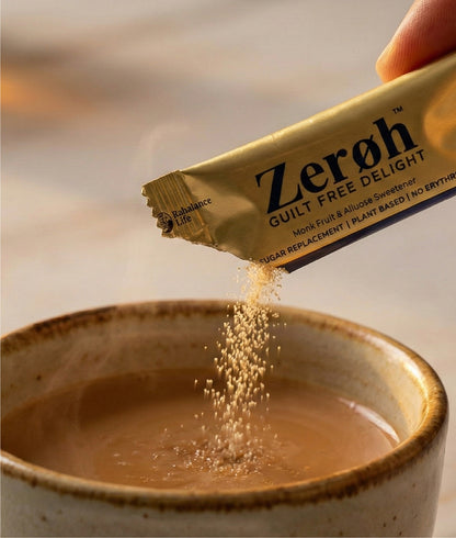 Zeroh Sugar Sachets | Monk Fruit & Allulose  | No Erythritol | On-the-Go | Clinically Tested | 15×5g