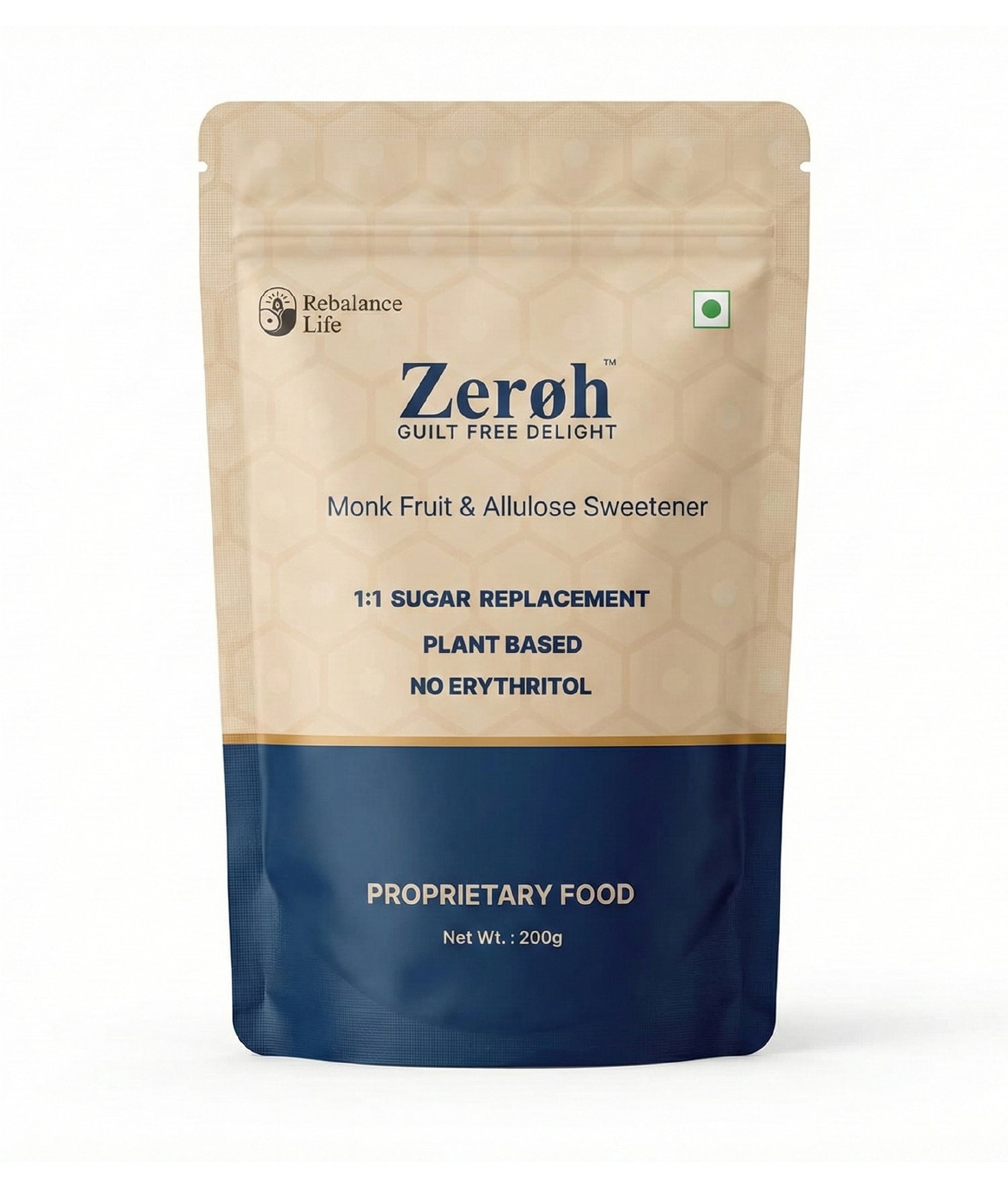 Zeroh Sugar | Monk Fruit & Allulose Sweetener | No Erythritol | Clinically Tested | 200g