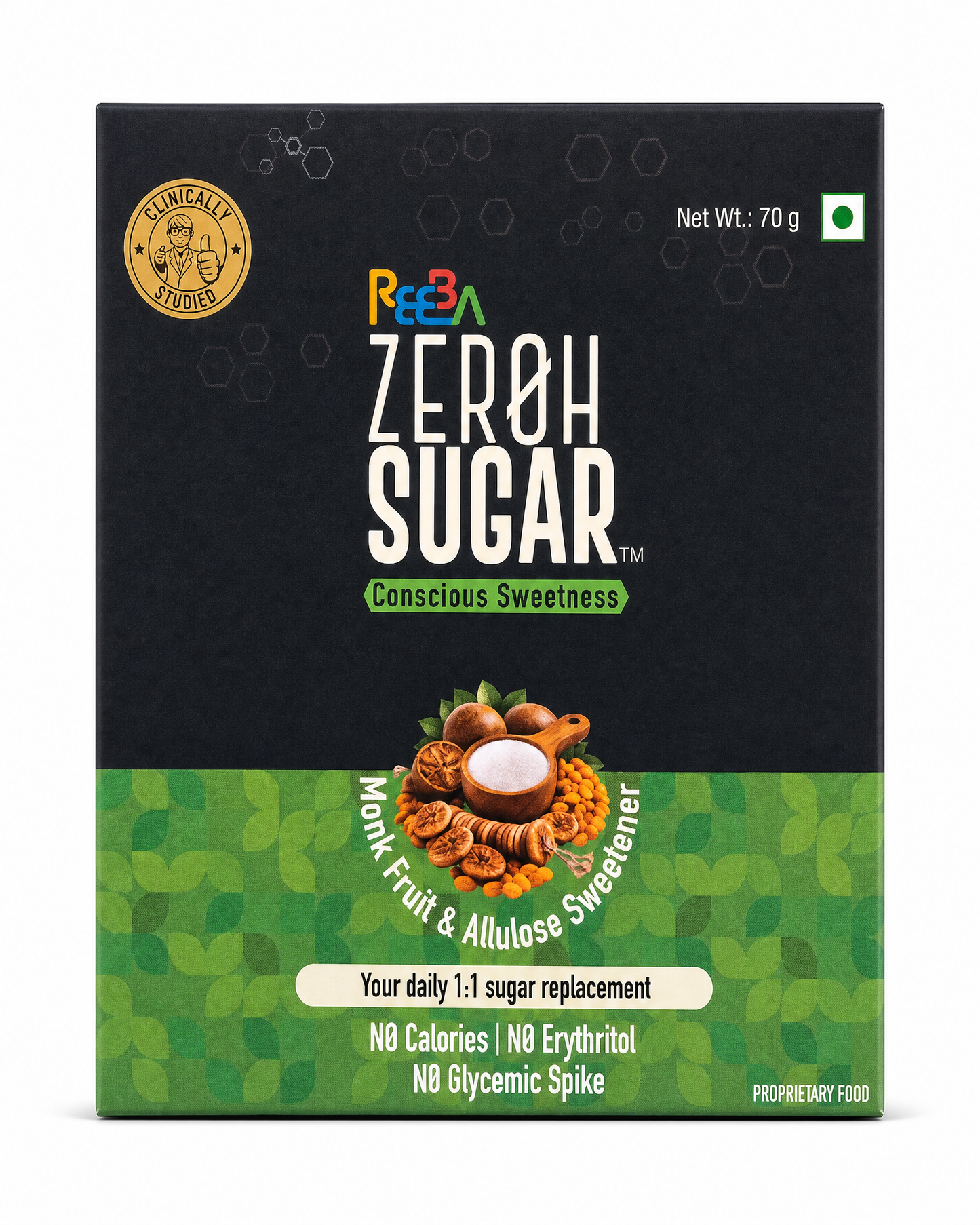 Zeroh Sugar Value Combo | 250g + 28 Sachets | Monk Fruit & Allulose | 1:1 Sugar Replacement | No Erythritol, No Stevia | Zero Calorie Sweetener for Tea, Coffee, Baking, Desserts & Mithai (Copy)