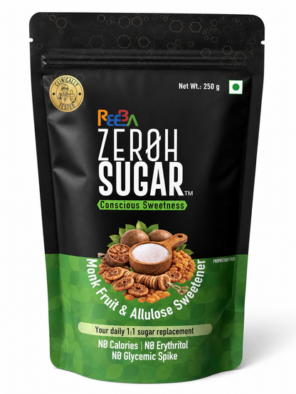Zeroh Sugar | Monk Fruit & Allulose Sweetener | No Erythritol | Clinically Tested | 250g