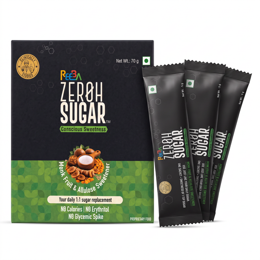 Zeroh Sugar Sachets | Monk Fruit & Allulose  | No Erythritol | On-the-Go | Clinically Tested | 14×5g