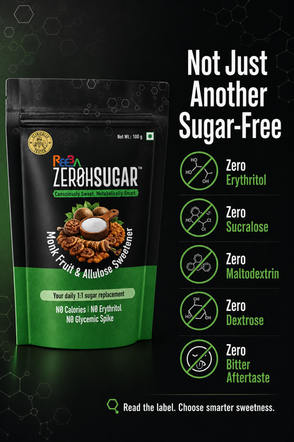 Zeroh Sugar | Monk Fruit & Allulose Sweetener | No Erythritol | Clinically Tested | 100g