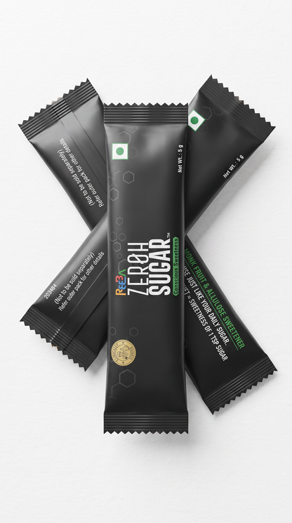 Zeroh Sugar Value Combo | 250g + 28 Sachets | Monk Fruit & Allulose | 1:1 Sugar Replacement | No Erythritol, No Stevia | Zero Calorie Sweetener for Tea, Coffee, Baking, Desserts & Mithai (Copy)